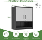 Metal Tool Cabinet,Garage Storage Cabinet System,Wall Cabinet & Locking Rolling Tool Cabinet with Doors and Adjustable Shelves,Steel Tool Cabinets for Home (2 Pcs-StyleA, Black & Grey)