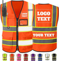Custom Safety Vest High Visibility Reflective Vests with Logo Pockets Men Women Customize 2 two tone Work Vest Construction