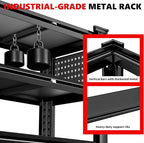 SILVEL 48.2" W Garage Shelving, 5000LBS Heavy Duty Metal Shelving, 2025 Solid Storage Shelves with 2 Side Pegboards, Industrial 5 Tier Shelves for Basement Pantry Warehouse Supermarket, 4 Pack
