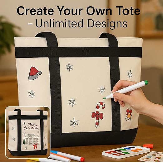 Insulated Cooler Bag, Tote Bag for Grocery Shopping, DIY Your Creative Designs, Cooler Bags Insulated, Pizza/Food Delivery Bag to Keep Cold/Hot (Purified Cotton, Non-Waterproof, Beige