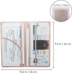 Car Registration and Insurance Holder, Premium Pu Leather Vehicle Glove Box Organizer - for Driver License, Cards & Essential Documents (L-Rose Gold)