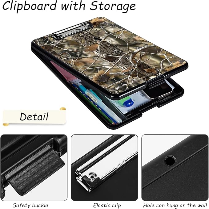 Clipboard with Storage, High Capacity Plastic Storage Clipboard with Pen Holder for for Women Teachers Work, School & Office Supplies, Cute Pattern Decorative Clipboards, Camouflage