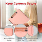 Dexas Slimcase 2 Plastic Clipboard with Storage and Side Opening, Blush Pink with Rose Gold Clip, Office Supplies Clipboards to Organize, Carry and Store, A4 Holder, Nursing Clipboards