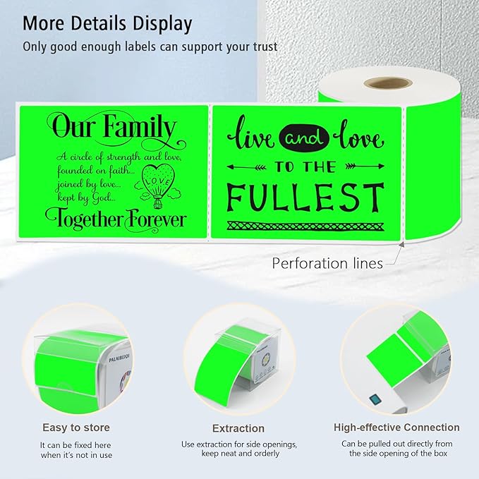 3x5 Inch Thermal Label Stickers,300Pcs Waterproof Rectangle Labels for Storage Bins,Moving Boxes,Address & Inventory Organization,Small Business Labeling,Fluorescent Green