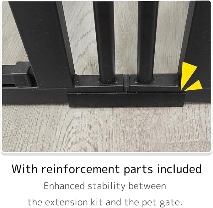 Lumizone Extra Tall Cat Gate Extension Kit 55.12" High Pressure Mounted 2025 New 29.52" Extra Wide 1.37" Gap No Drilling Tall Pet Gate for Dogs (Black, 55.12" H x 29.52" W, Extension)