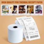 (12 Rolls) 2 1/4" x 150' Thermal Paper, Adding Machine/Calculator POS Receipt paper for Cash Registers