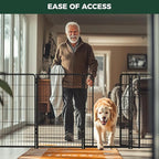 FXW Dog Gate Extra Wide Designed for Indoor Use, Adjustable Width Up to 55-inch Wide (45" H 2 Wire Panels for Large Dogs), Black