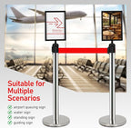 VICASKY Stanchion Sign Holder Queue Barrier Crowd Control Barriers Retractable Rope Supermarket Entrance Security Tape Belt Steel Ropes Heavy Duty Stanchions Holder Stainless Frame Stand