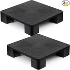 2 Pcs Plastic Pallet for Basement Storage Easy Stack Lightweight Floor Pallet Display Flooring Room Supermarket Christmas, Support up to 2000 Lbs (20'' L X 20'' W X 4.7'' H,Black)