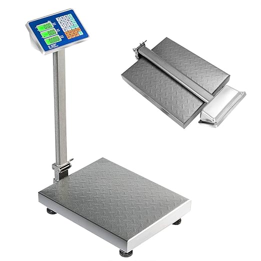 Giantex 660lbs Weight Computing Digital Scale Floor Platform Scale for Weighing Luggage Package Shipping Mailing Postal Scale with Accurate LB/KG Price Calculator, High-Definition Display (Silver)