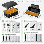 RESTMO 5-Piece Outdoor Waterproof Electrical Box Set – 12.5" x 8.5" x 5" Large & 7.1" x 2.3" x 2.3" Small, Weatherproof Boxes for Power Strip, Outlet, Plug, Socket, Timer, Holiday Light, Black