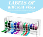 Qilery Adjustable Label Dispenser Acrylic Roll Sticker Dispenser Sticker Holder Organizer Label Stand for Holding Office and Home(12 Disks)