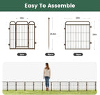 24 in(H) Decorative Garden Fence Outdoor for Yard with Gates,Heavy Duty Iron 16 Panels Total 29.4ft(L) Anti Dig Fence with Gravity Automatic Lock for Indoor/Outdoor Decorative Dog Fence,Brown