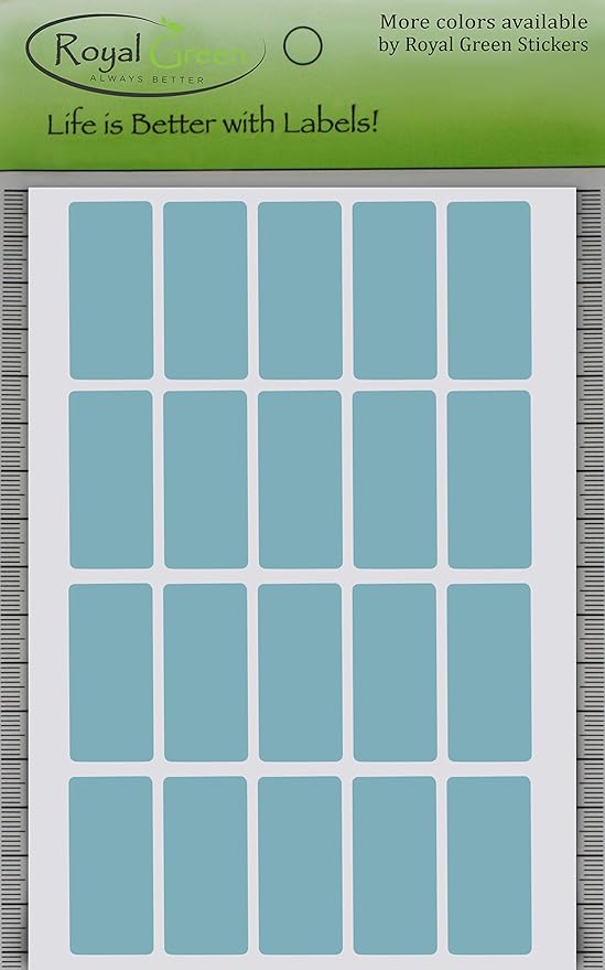 Royal Green Rectangle Sticker Labels 1.57 inch x 0.75 inch Light Blue (40mm x 19mm) - 2000 Pack