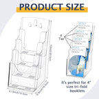 Crtiin 2 Pack 4 Tier Acrylic Brochure Holder Display Stand 4 x 9 Inch, Pamphlet Organizer Flyer Literature Clear Plastic Wall Mount Countertop for Classroom Booklets Magazines Office Home(4 x 9 Inch)