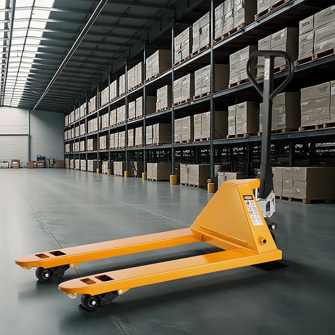 VEVOR Pallet Jack, 5500 lbs Load Capacity, Manual Pallet Truck with 48L x 27W Inch Forks for Material Handling, 3.35-7.1 Inch Fork Lift Height Range, Suitable for Warehouse, Supermarket, Manufacturing