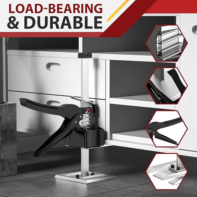 Labor Saving Arm Jack Handle 2 Pack,12 in Construction,Multifunctional Furniture Jack for Installing Cabinets and Wall Tile Height Adjuster Handheld Lifter Tool, Load 440LBS
