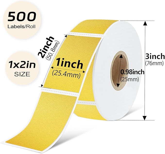 1x2 inch Blank Removable Freezer Labels Printable Rectangle Stickers 500PCS Water Oil Resistant with Perforation Line for Food Containers Jars Pantry Organization, Gold