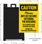 Caution Please Dry Off Wet Floor Sidewalk Sign Kit, 24x36 Inches, With A Frame Stand, Made in USA