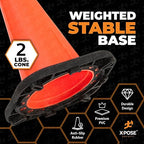Xpose Safety 12 Inch Orange Traffic Cones, 4-Pack - Multipurpose PVC Plastic Safety Cone for Parking, Soccer, Caution, Kids and Construction - DOT Approved