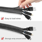 25ft - 1 inch Cable Protector Sleeve Split Wire Loom Tubing for Power, Audio, USB, Cord Management for TV, Computer, Protection from Pets Chewing, Black