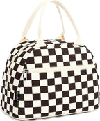 FlowFly Lunch Bag for Women Insulated Lunch Box Corduroy Lunch Tote Cooler for Travel Work Picnic,Corduroy Plaid Coffee