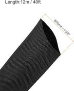 MECCANIXITY Braided Cable Sleeves Heat Shrinkable Fabric Sleeving, 1 3/8" 40ft Black 2:1 Ratio Heat Shrinkable Cord Protector for Harness Cable, Network Cable Protection, Cable Management