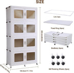 1200Qt Extra Large Stackable Storage Bin with Lid - 300Gal Heavy-Duty Plastic Collapsible Drawer with Wheels, Closet Storage Organizer for Clothes, Toys & Household Items, 4-Pack White