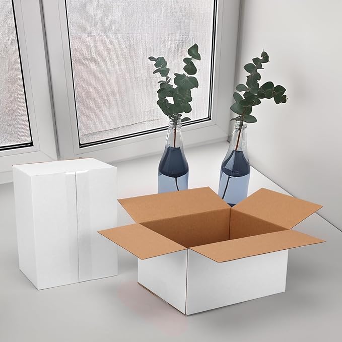 Hoikwo 9x7x5 Shipping Boxes Set of 30, White Corrugated Cardboard Box for Small Business for Packaging Mailing