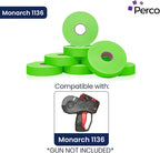 Perco Fluorescent Green Pricing Labels for Monarch 1136 Price Gun – 3 Sleeves, 24 Rolls Value Pack - 42,000 Price Marking Labels – with Ink Rolls Included