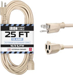 Iron Forge Cable Weatherproof 25 Ft Outdoor Extension Cord - 16/3 SJTW Heavy Duty Light Brown Extension Cord 3 Prong - 13 Amp Exterior Power Cable