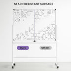 VUSIGN Rolling Dry Erase Board, 48 x 36 Inches Double-Side White Board on Wheels, Height Adjust Mobile White Boards, Large Portable Whiteboard with Stand for Office, Classroom & Home