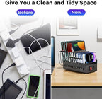 USB Charger Block, 300W 22 Port USB Charging Station for Multiple Devices, Desktop Wall Fast Charger with Storage Dividers, USΒ Power Strip Suitable for Home Office School Hotel
