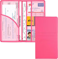 Cacturism Car Registration and Insurance Holder, Car Accessories Vehicle Glove Box Car Organizer Women Car Accessories with Magnetic Shut for Cards, Essential Document, Driver License, Hot Pink