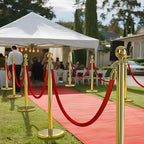 kaiyomi 6Pcs Stanchions with Red Velvet Ropes Set, 5 Feet Velvet Ropes and Posts Poles for Red Carpet Party Decoration and 360° Photo Booth (Golden)