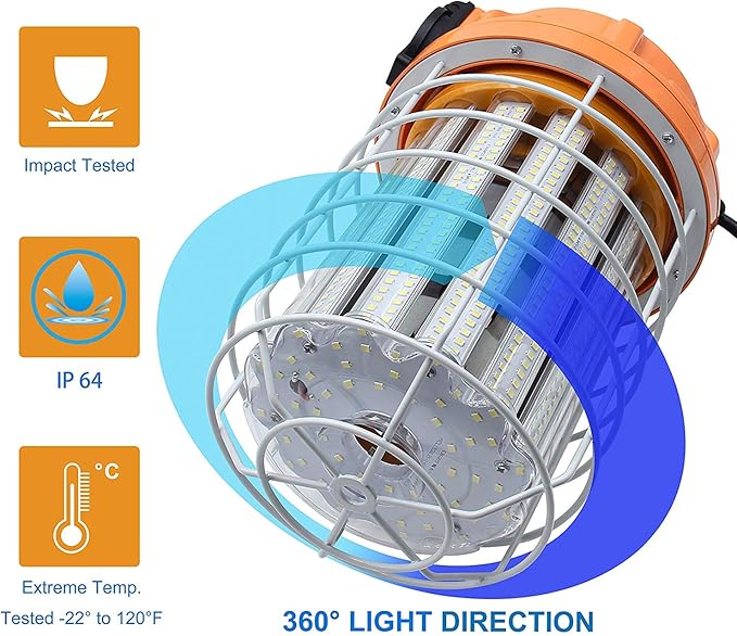 100W LED Temporary Work Light Waterproof Lights Construction Lights Work Site Lighting Temporary Construction Lighting 15500Lm 5000K Daylight White Lighting for Construction Job Site