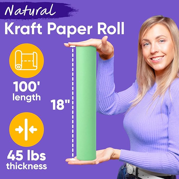 USA Made 18" x 1200" Light Green Paper Roll, 45 lbs Thickness, Kraft Paper for School, American Quality Colored Kraft Paper Roll, Bulletin Board - Non-Toxic, Odorless, Safe for Kids