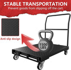 Drywall Cart, Heavy Duty Flatbed Carts and Panel Cart Dolly with 5 Handles, 1500LBS Load Capacity, Carbon-Steel Construction with Anti-Slip Pattern, 38.38" x 24" Inch Platform Truck, Black