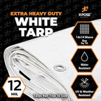 Heavy Duty White Poly Tarp 30' X 30' - Bulk Half Pallet (22 Pack) - Multipurpose Protective Cover - Durable, Weather Proof & Tear Resistant - 12 Mil Thick Polyethylene - by Xpose Safety