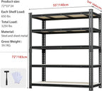 5 Tier Garage Shelving, Adjustable Heavy Duty Garage Shelves,Metal Storage Shelves Unit for Basement,Warehouse,Pantry Kitchen