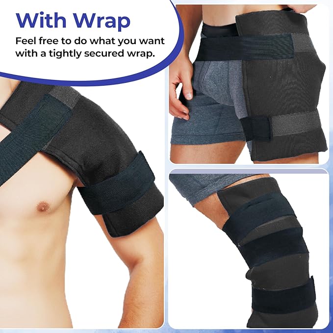 Ice Packs for Injuries 14" X 11": Ohuhu Hot Cold Gel Ice Pack X-Large Reusable Ice Packs with Wrap Flexible Pain Relief for Shoulder Legs Knee Back Hip Aches Injury Muscle Pain-Blue