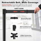 6 Pack Black Stanchions with Retractable Belts - Crowd Control Barriers, Heavy Duty Weighted Base for Events, Retail, Queue Lines
