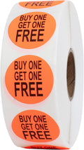 Perco Fluorescent Red 1-Inch Circle Buy One Get One Retail Price Stickers — 1,000 Perforated Labels per Roll — Ideal for Storefronts, Flea Markets, Merchandising, and Inventory Marking — Made in USA