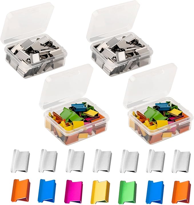 100PCS Silver White Binder Clips,100PCS Colorful Binder Clips, Work with Clam Clip Dispensers,40 Sheet Capacity for Home Food Packaging, Fixing Loose Leaf Pape School Desk Office