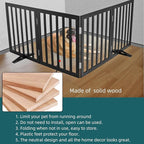 ZJSF Freestanding Indoor Dog Gate for House Foldable Wood Puppy Gate for Doorways Pet Gate for Stairs Extra Wide Pet Fence, Black, 32" Height 3 Panels