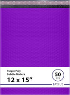 Purple Large Poly Bubble Mailers 12x15 inch | Self Seal Padded Envelopes Cushioned Bubble Mailer | Usable Size 12x15 | WaterProof | Lightweight mailing Shipping Bags | 50 Pack Bulk