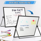 Dry Erase Magnetic White Board, 16" x 12" Black Framed Double-Sided Desktop Whiteboard with Stand, Portable Small Whiteboard Set for Drawing, Office, Home, School