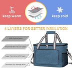iknoe Large Cooler Bag Collapsible, 24L Insulated Bags, Leakproof Lunch Cooler Tote with Multi-Pockets for Adult Insulated Thermal Bag for Beach, Picnic, Office Work, Navy Blue 36-Can