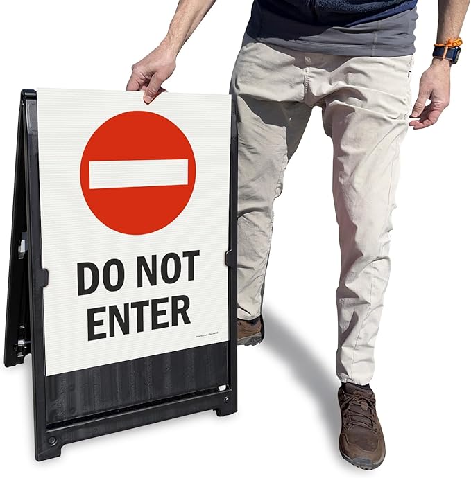 SmartSign 24" x 18" Do Not Enter Sidewalk Sign Kit, Two-Sided A-Frame, Plastic, USA Made, Red, Black and White (1 A-Frame + 2 Sign Panels)