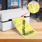 Yellow Thermal Labels 3 × 5 Inch Vinyl Self-Adhesive Fanfold Direct Shipping Stickers Waterproof Perforated Printer Decal for Office Warehouse Barcode 300 PCS
